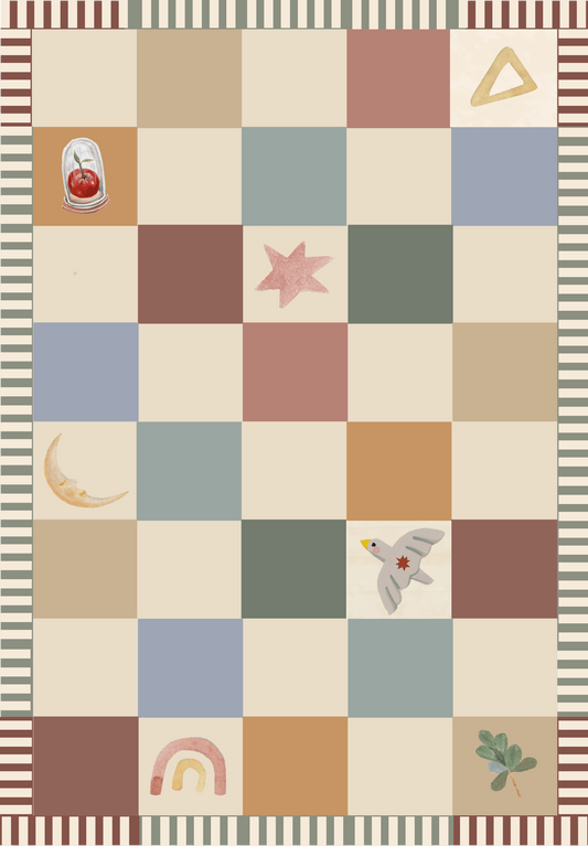 Hueppi Patch & Play Colorful Checkers washable children's rug
