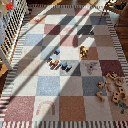 Hueppi Patch & Play Colorful Checkers washable children's rug