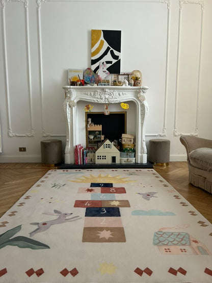 Hueppi Bunny Hops Sun Pops Hopscotch washable children's rug