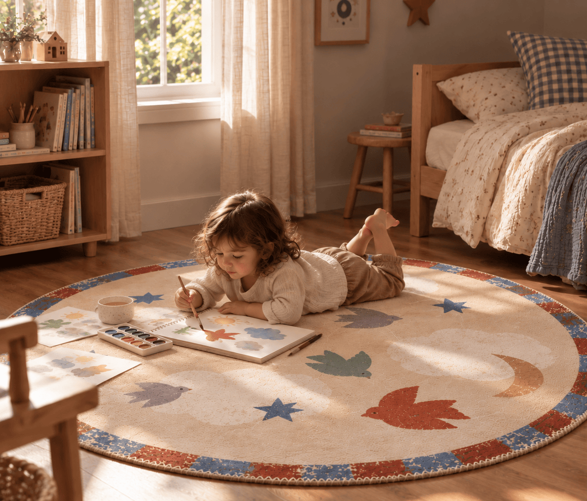 Nimbus Bird Kids' Rug – Machine Washable & Non-Toxic
