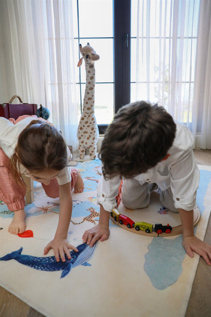 Hueppi Around The World Map washable children's rug