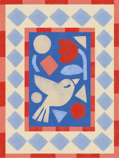 Hueppi Coucou Abstract Bird washable children's rug