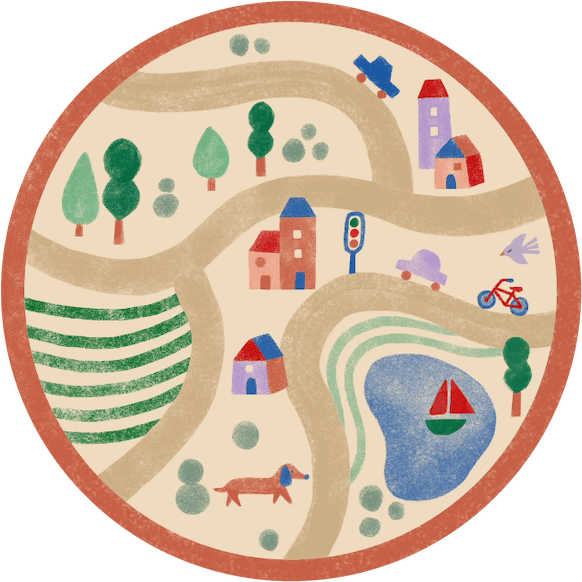 Hueppi Dreamscape Landscape washable children's rug transparent product image