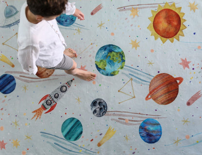 Hueppi Give Me Some Space Blue washable children's rug