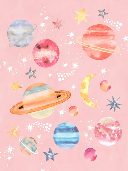 Hueppi Give Me Some Space Pink washable children's rug