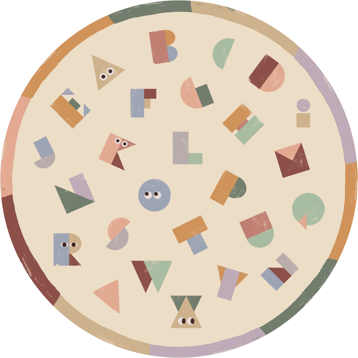 Hueppi Spell the Fun Alphabet Round washable children's round rug transparent background