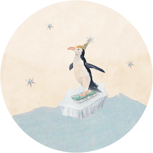 Hueppi The Penguin washable children's rug on transparent background
