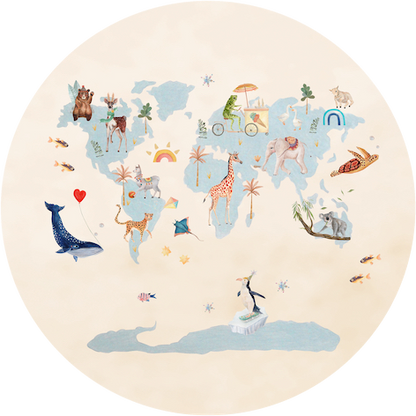 Hueppi Around the World Round Imperfectly Perfect washable round rug transparent product image