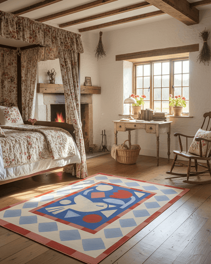 Hueppi Coucou Abstract Bird washable children's rug