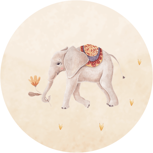 Hueppi The Elephant washable children's rug on transparent background