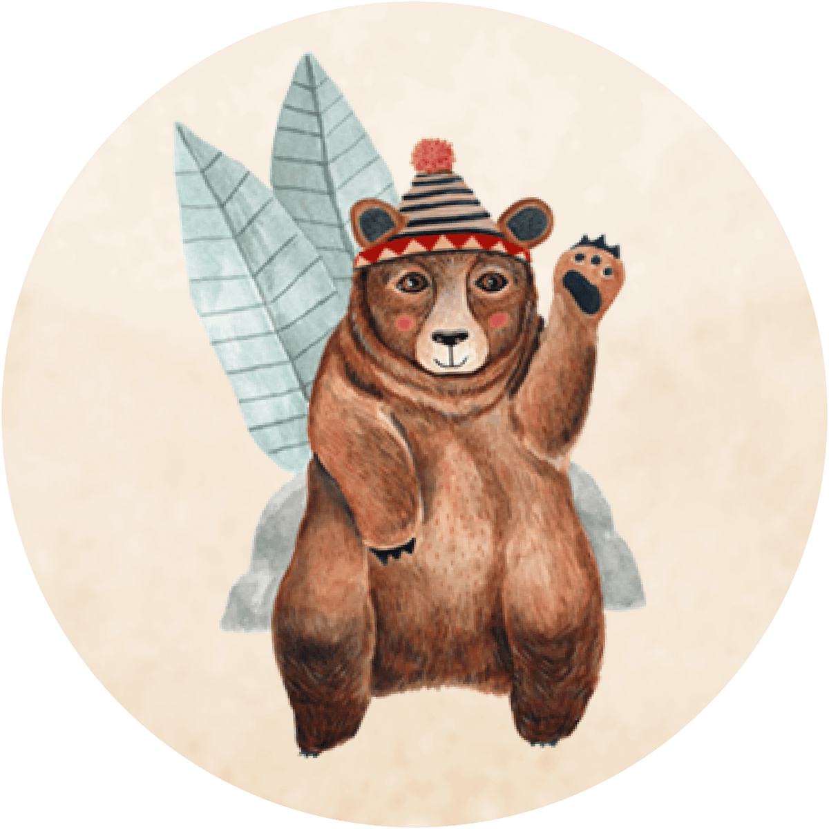 Hueppi The Bear washable children's rug on transparent background