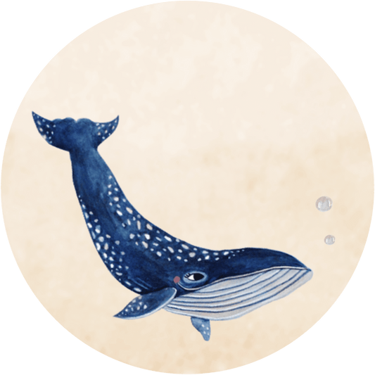 Hueppi The Whale washable children's rug on transparent background