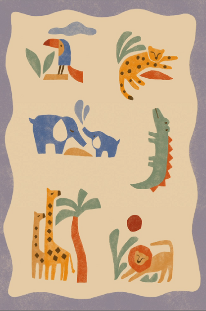 Hueppi Tails and Trails Safari washable children's rug